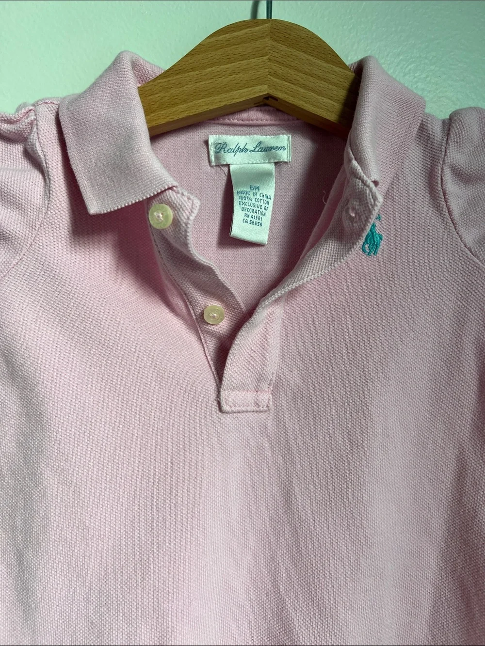 Ralph Lauren | Light Pink Polo Dress with Eyelet Ruffle #300126017 Size 6M